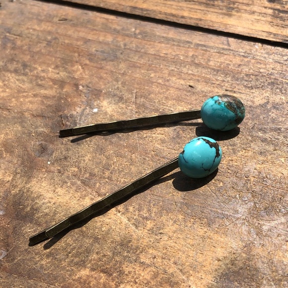 Turquoise Gemstone Hair Accessory - Bobby Pins - Picture 5 of 8